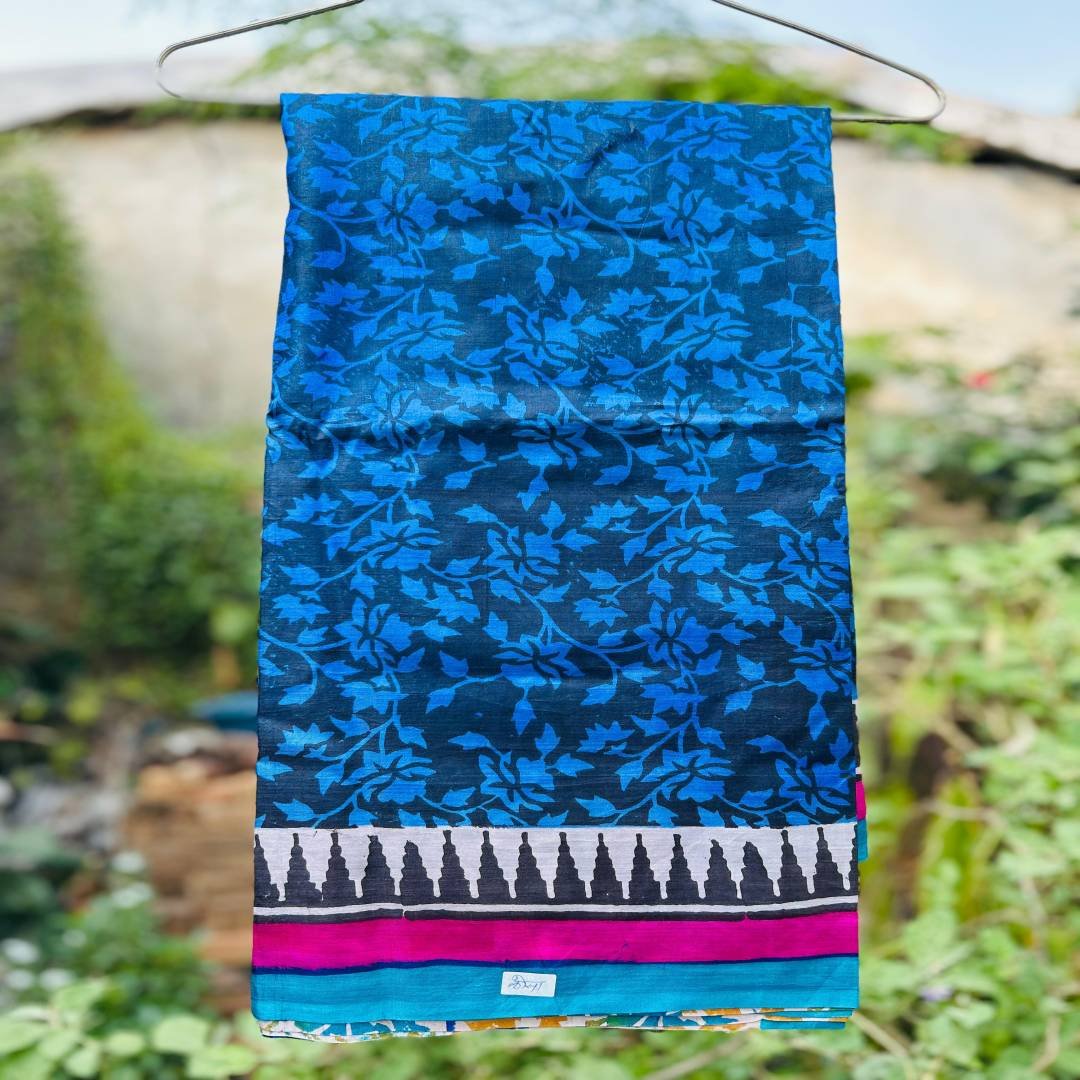 Pure Kosa Hand Printed Saree -ruralrack.com